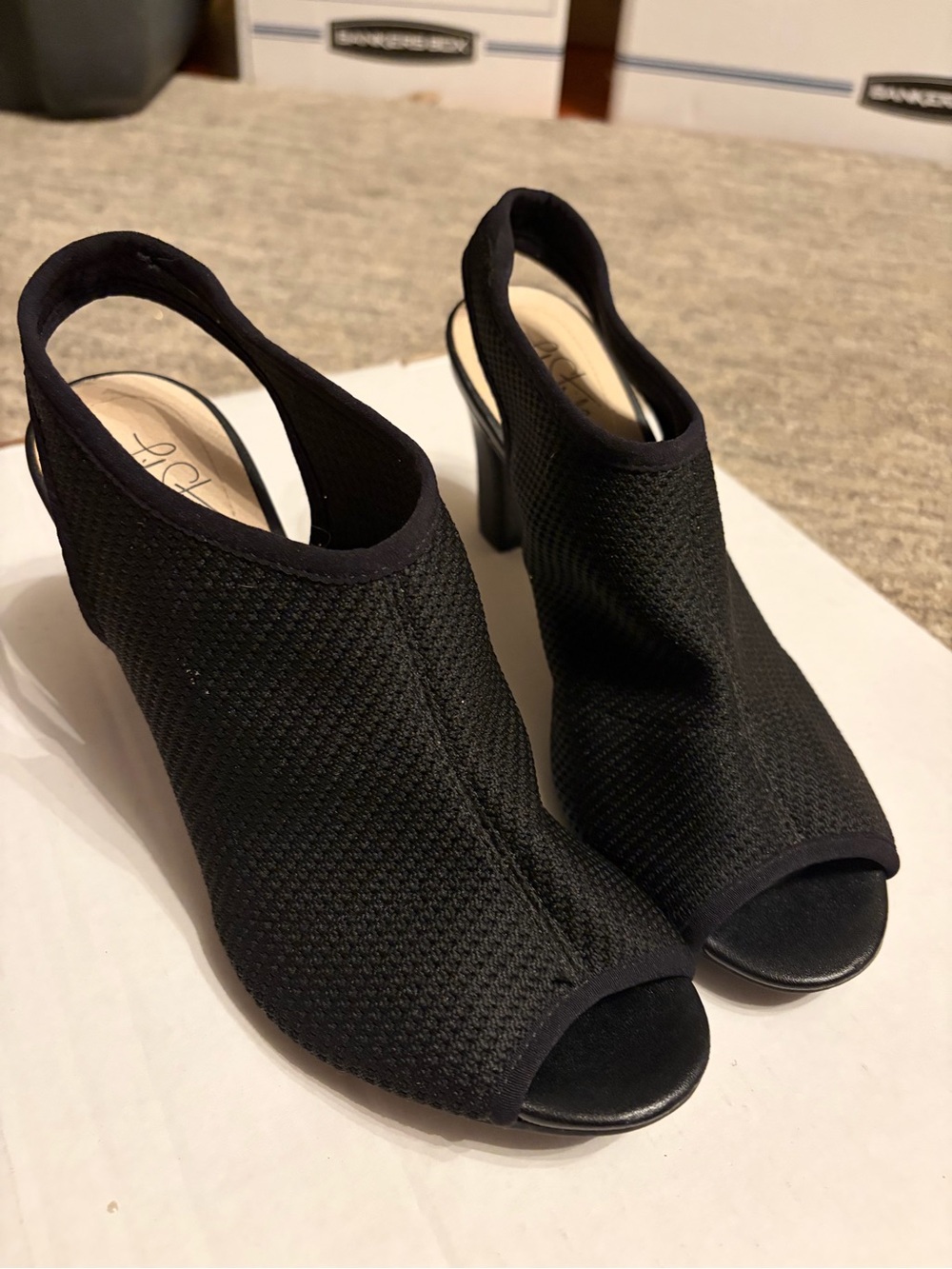 Life Stride Black Open-Toe Slingback Heels